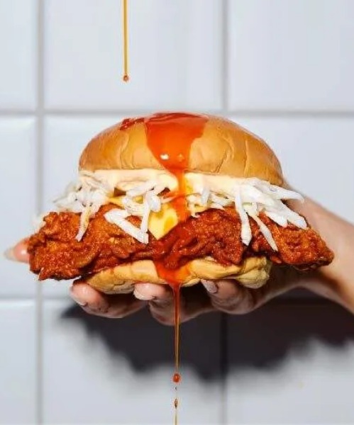 BonBird chicken burger with sauce
